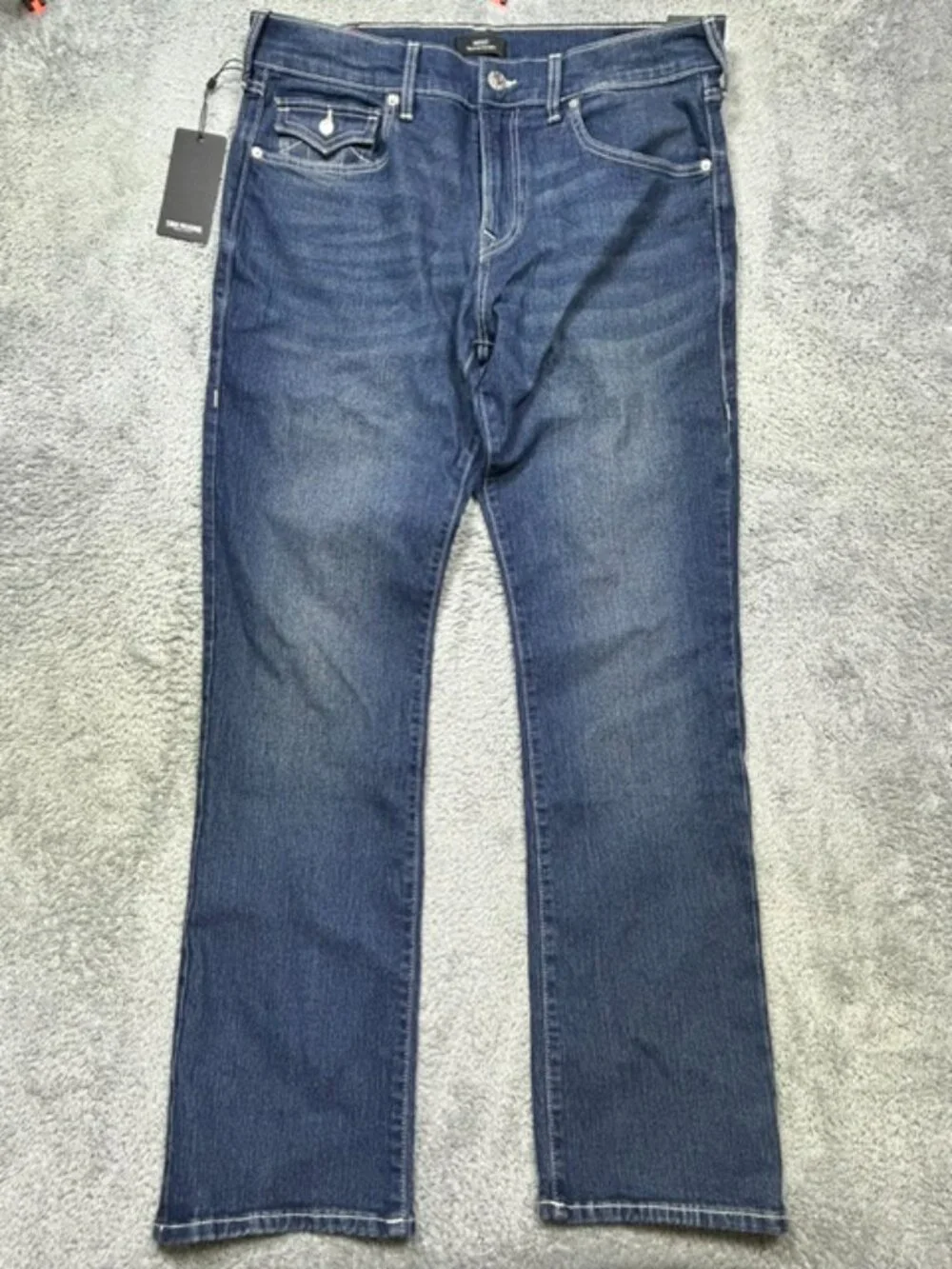 True Religion Ricky Jeans Men's 34x34 Dark Lunar Shadow SN Flap Straight Leg NEW